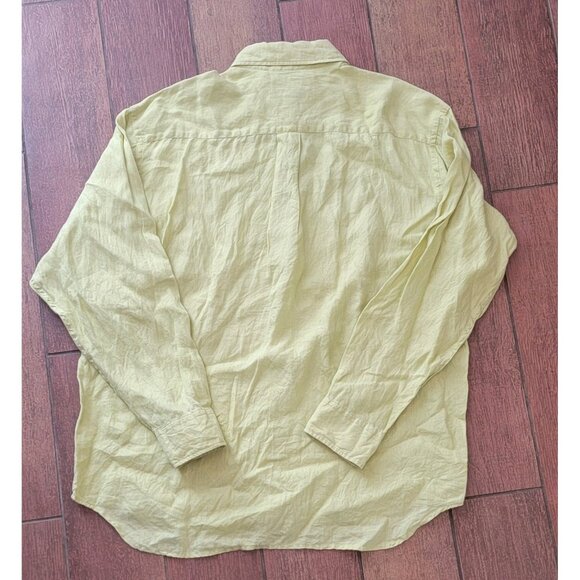 Vtg Y2K 2001 Banana Republic Mens Large Irish Linen Collared Button Shirt Green - Picture 6 of 7